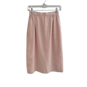 Vintage Pink Midi Skirt Women's Size 8 Pockets 50/50 Poly Rayon Made in USA